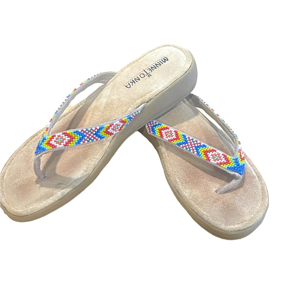 Women’s Minnetonka Native American Beaded Sandals Size 8 EUC - Picture 8 of 12